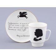 Чашка с блюдцем форма Майская, рисунок Русские писатели Цветаева, арт. 81.32766.00.1