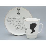 Чашка с блюдцем 165 мл форма Майская рисунок Русские писатели Ахматова, арт. 81.32129.00.1