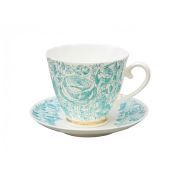 Чашка с блюдцем чайная 200 мл форма Гвоздика рисунок Лето Зеленое арт. 81.20071.00.1