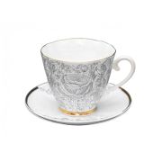 Чашка с блюдцем чайная 200 мл форма Гвоздика рисунок Лето Черное арт. 81.20072.00.1