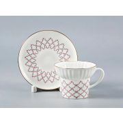 Чашка с блюдцем кофейная 155 мл форма Волна рисунок Розовая сетка арт. 81.14621.00.1