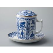 Бокал с блюдцем и с крышкой 380 мл форма Снежное утро рисунок Сувенир арт. 81.14830.00.1