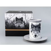 Бокал с блюдцем Тотем в подарочной упаковке, рисунок Волк, арт. 81.28374.00.1