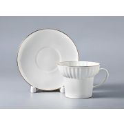 Чашка с блюдцем кофейная 155 мл форма Волна рисунок Золотой кантик арт. 81.13549.00.1