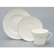 Трехпредметный комплект чайный 155 мл форма Волна рисунок Золотой кантик арт. 81.13550.00.1